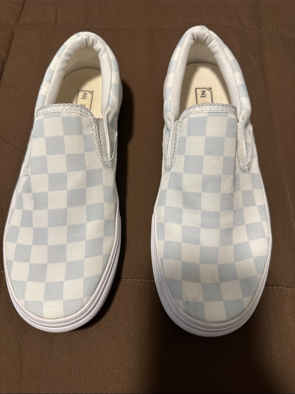 Checkerboard Canvas Shoes - Light Blue/White